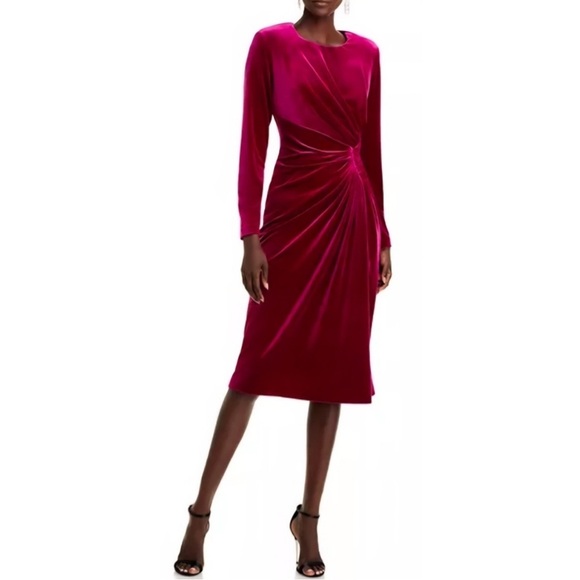 NWT Eliza J Pink Long Sleeve Cocktail Dress Size 16 - Picture 2 of 7